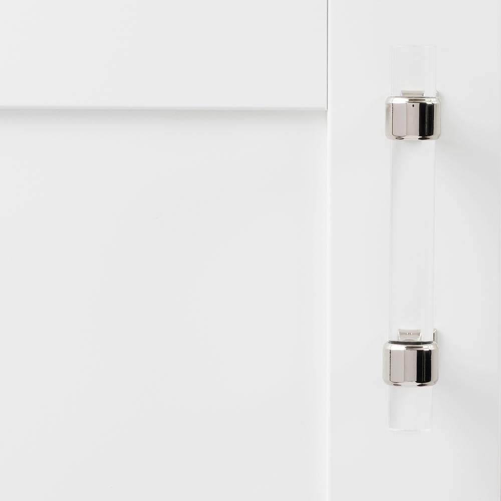 Polished Nickel and Crystal Bar Cabinet Pulls with Mounting Hardware