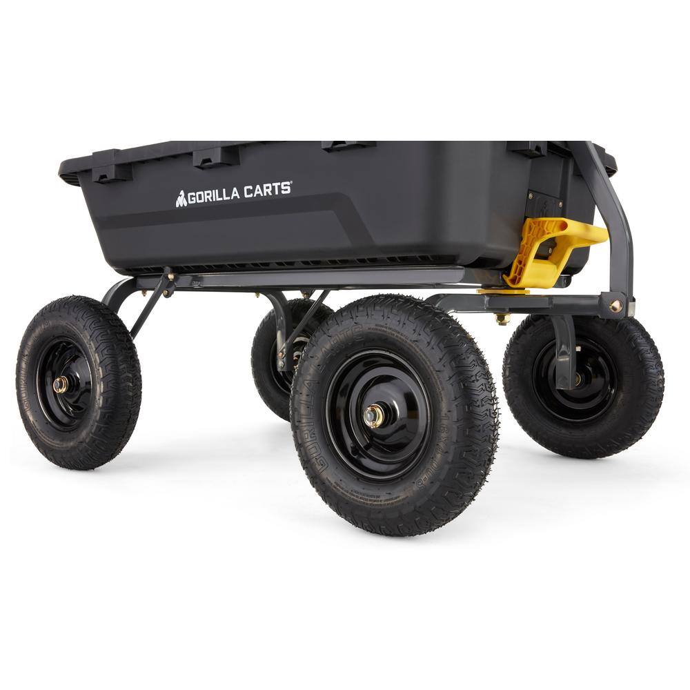 Heavy Duty Black Poly Yard Dump Cart with Pneumatic Tires
