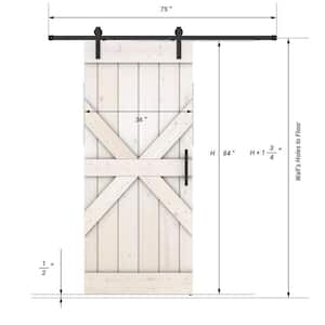 Mid X Series 36 in. x 84 in. Fully Set Up White Finished Pine Wood Sliding Barn Door With Hardware Kit