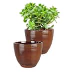 Caylin Small 8 in. 4 Qt. Dia Java Ceramic Indoor Pot with Saucer (2-Pack)