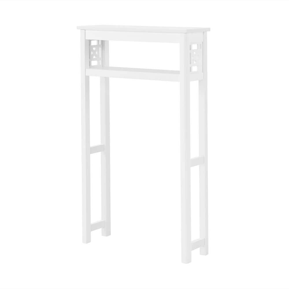 White Wood Adjustable Over-the-Toilet Storage Shelf