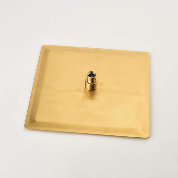 1-spray 11.8 in. Wall-Mounted Dual Fixed and Handheld Shower Head 2.5 GPM with Slide Bar, Body-Sprays in Brushed Gold
