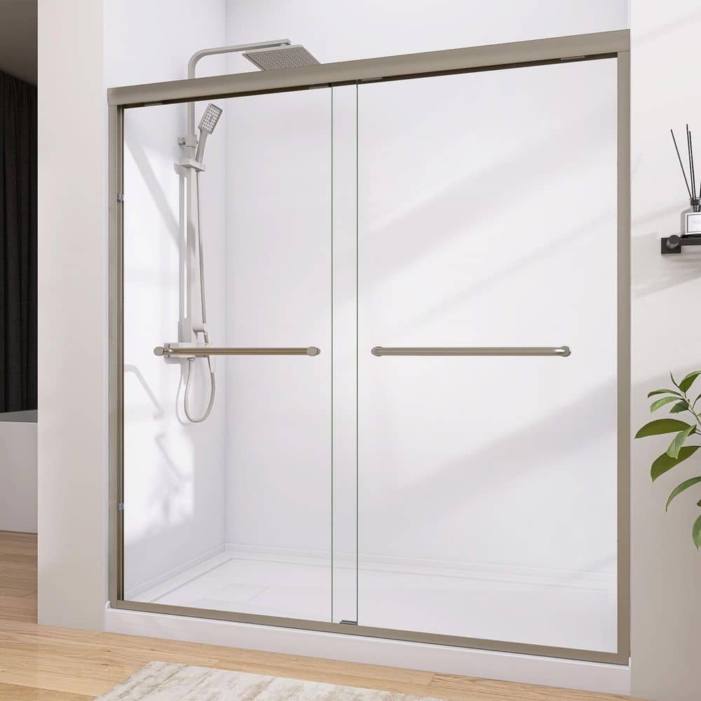 62-66 in. W x 72 in. H Semi-Frameless Sliding Bypass Glass Shower Door in Brushed Nickel 1/4 in. Tempered Glass price history on PriceWatchPro