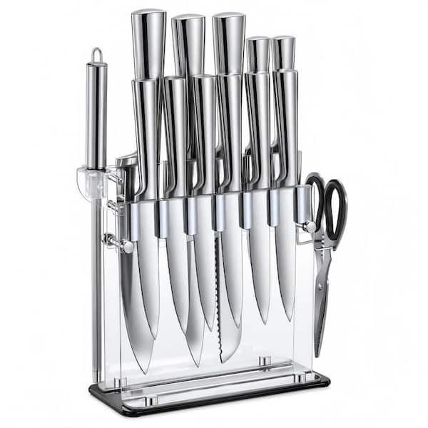 14-Piece High Carbon Stainless Steel Super Sharp Kitchen Knife Set with Acrylic Stand for Chef