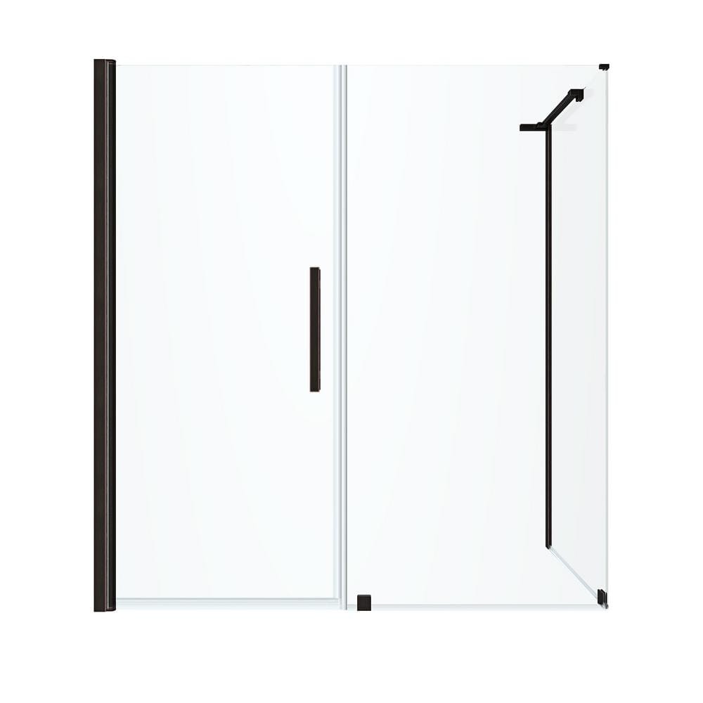 Pasadena Oil Rubbed Bronze Frameless Corner Shower Kit with Tempered Glass