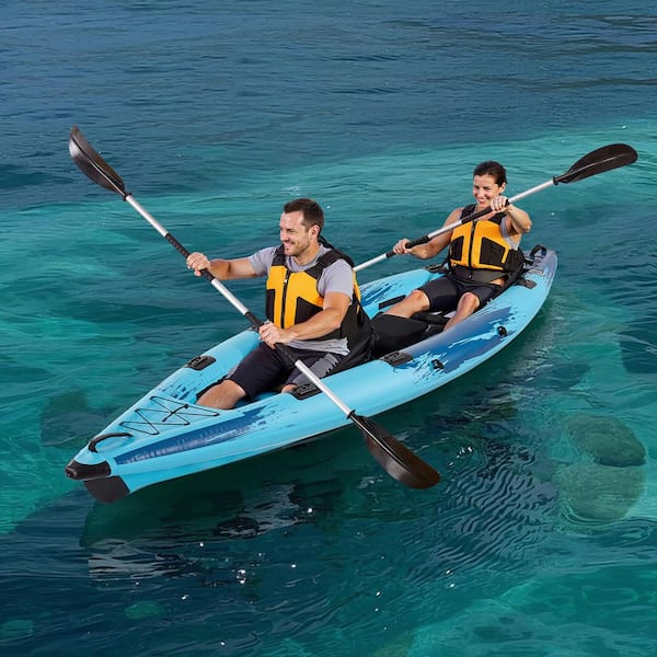 Inflatable Kayak, 700 lbs. Capacity 2-Person Inflatable Recreational Kayak with Padded Seat for Fishing Camping