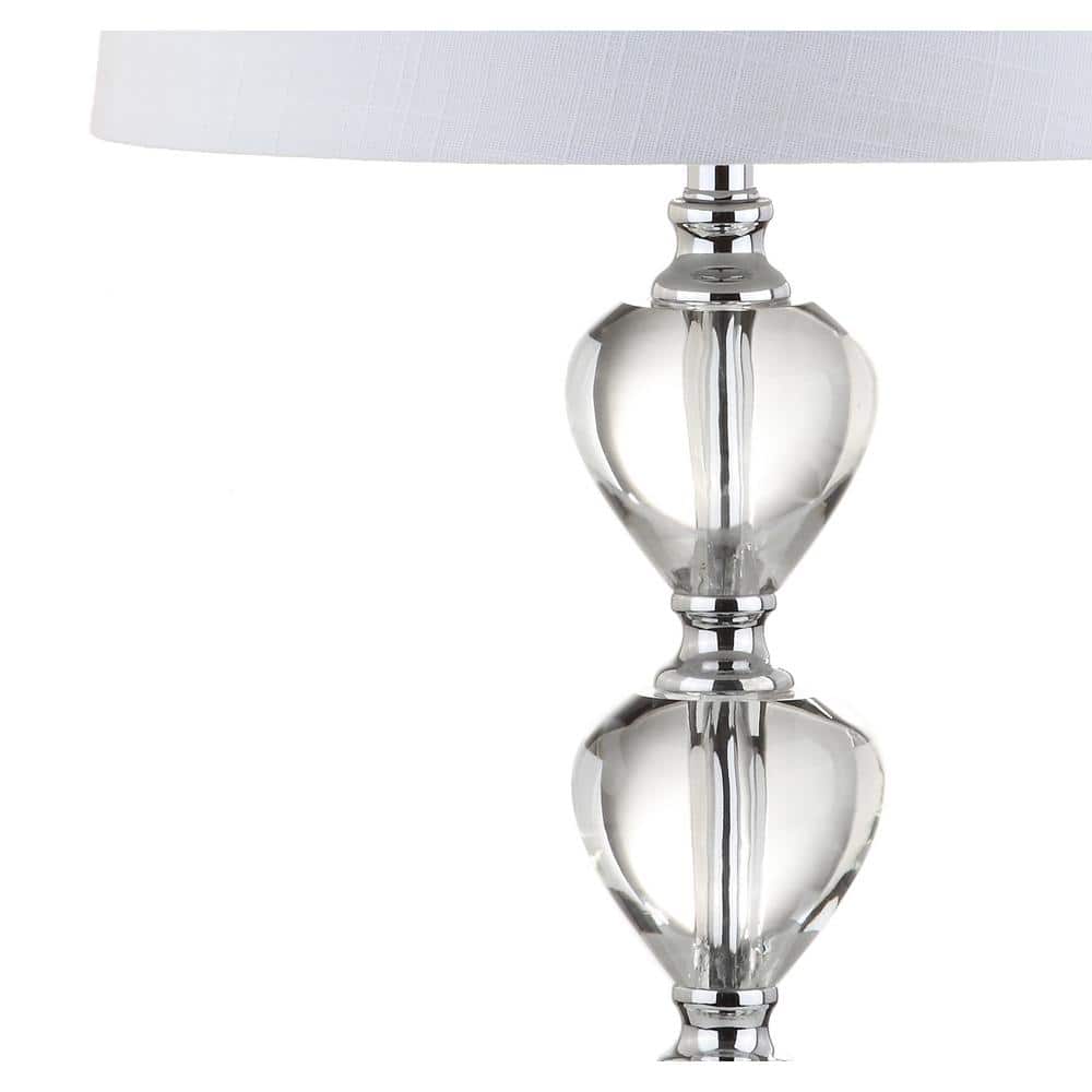 Clear Crystal and Steel 27" LED Table Lamp with Cotton Shade