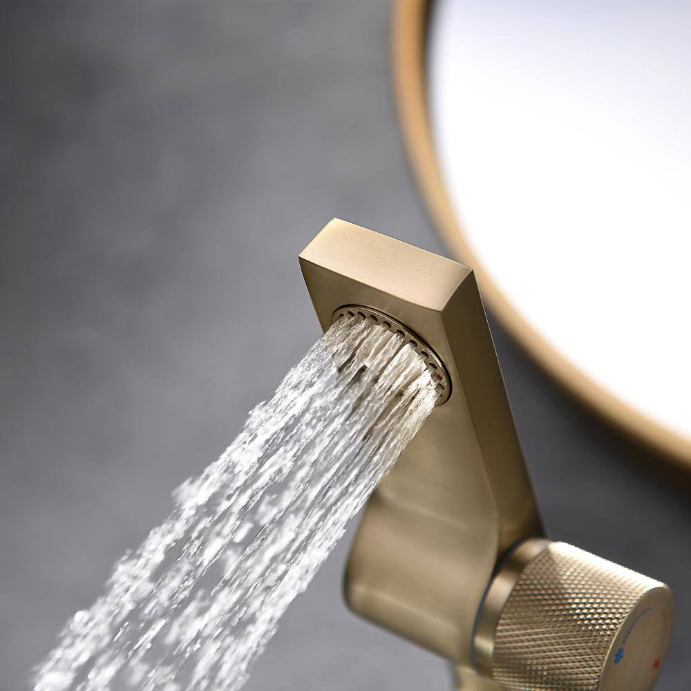 Brushed Gold Single Handle High Arc Bathroom Faucet