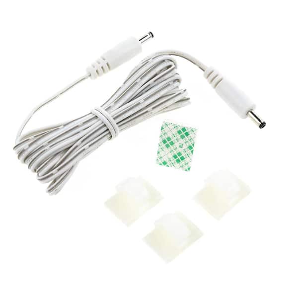 ESHINE 6.5 ft. White Male to Male Connector Cord for LED Under Cabinet Lighting with Wire Clips