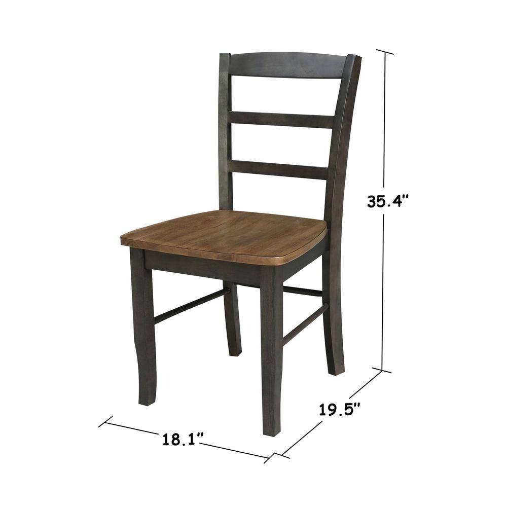 42" Hickory and Washed Coal Drop Leaf Dining Table Set with 4 Ladderback Chairs