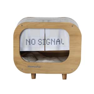 Gray Wooden TV-Shaped Cat House