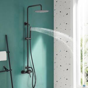 2-Spray Wall Bar Shower Kit with Hand Shower in Matte Black