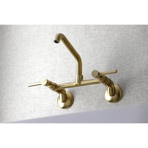 Concord 2-Handle Wall-Mount Kitchen Faucet in Brushed Brass