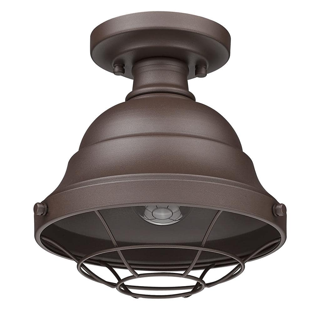 Textured Bronze Aluminum Indoor/Outdoor Semi-Flush Mount Light