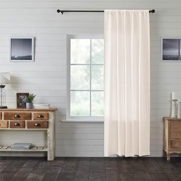 VHC BRANDS Burlap Antique White Cotton 50 in. W x 96 in. L Light Filtering Curtain (Single Panel)