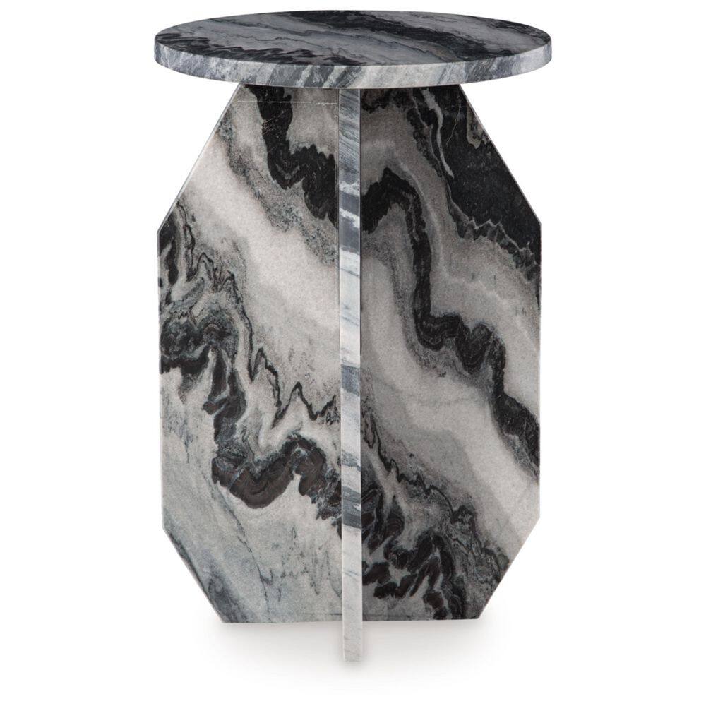 Wrenlane 15 in. Black Round Marble End Table - thumbnail 2