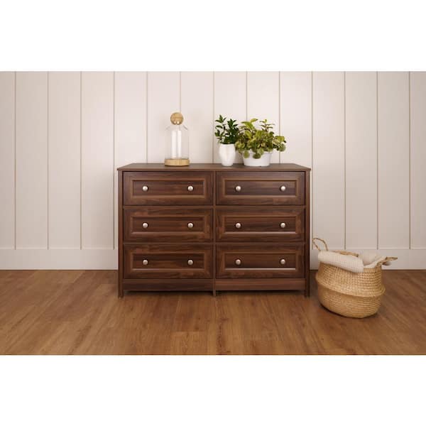 Bertolini Oasis 6-Drawer Walnut Dresser (31.5 in. H. x 47.24 in. W. x 17.71 in. D.)