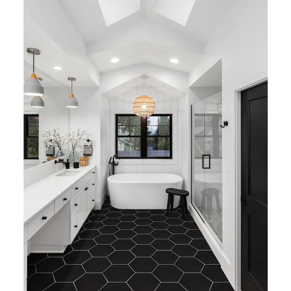 Hensly Graphite 9 in. x 10 in. Matte Porcelain Floor and Wall Tile (6.89 sq. ft./Case)