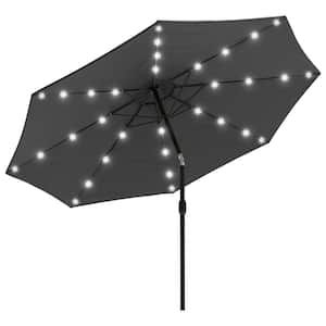 Solar LED 10 ft. Patio Market Umbrella with Lights and UV 30 plus Protection, Gray