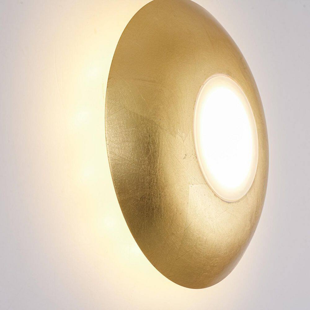 Lyria 12.6 in. 1-Light Gold Foil Round Hollow Modern Wall Sconce with Acrylic Center Plate price history on PriceWatchPro