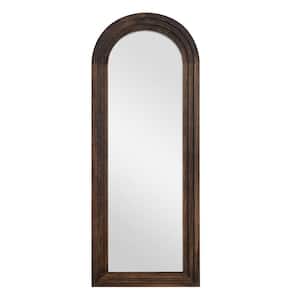 21 in. W x 64 in. H Classic Arched Solid Wood Framed Mirror in Brown