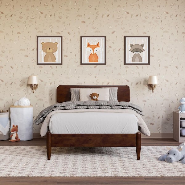 AFI Florence Walnut Brown Solid Wood Frame Twin Low Profile