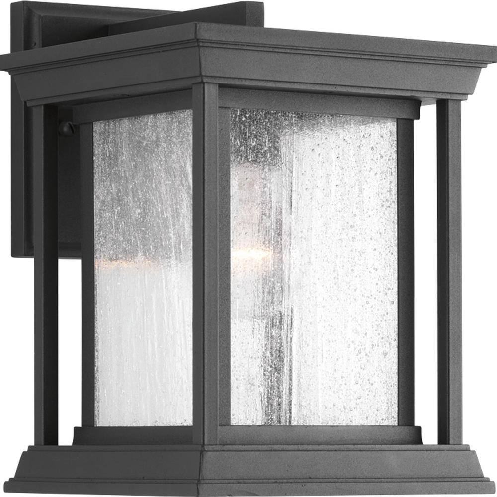 Endicott Black Craftsman Outdoor Wall Lantern with Seeded Glass
