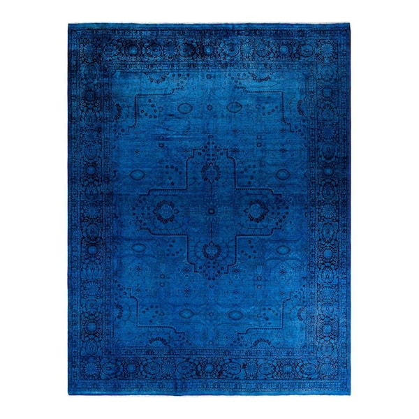 Overdyed Purple 9 ft. x 12 ft. Solid Wool Indoor Area Rug