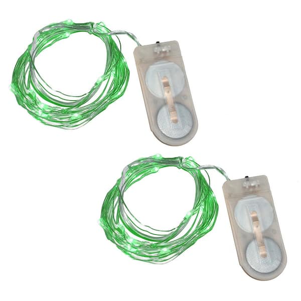 40-Light Mini Battery Operated Waterproof String Lights in Green (2-Count)