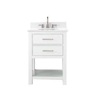 Brooks 25 in. W x 22 in. D Bath Vanity in White with Engineered Stone Vanity Top in White with White Basin