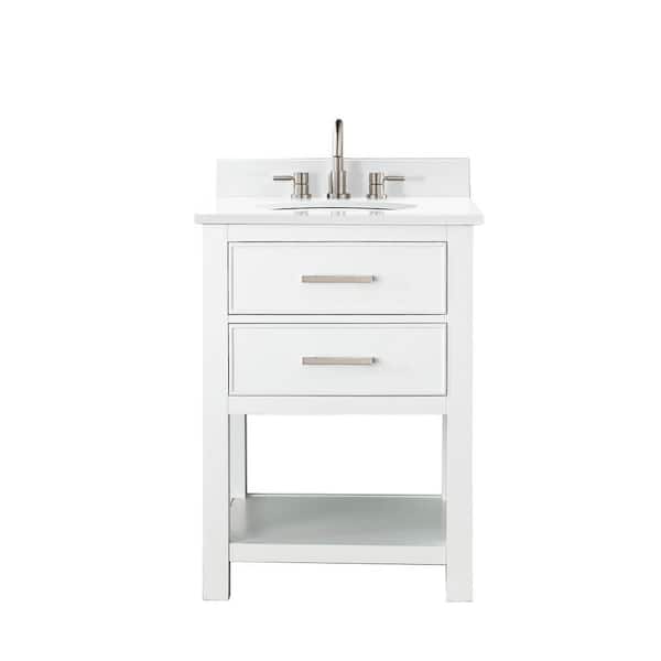 Avanity Brooks 25 in. W x 22 in. D Bath Vanity in White with Engineered Stone Vanity Top in White with White Basin