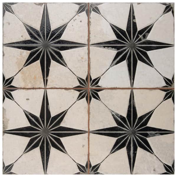 Merola Tile Kings Star Luxe Nero 8 in. x 8 in. Ceramic Floor and Wall Take Home Tile Sample