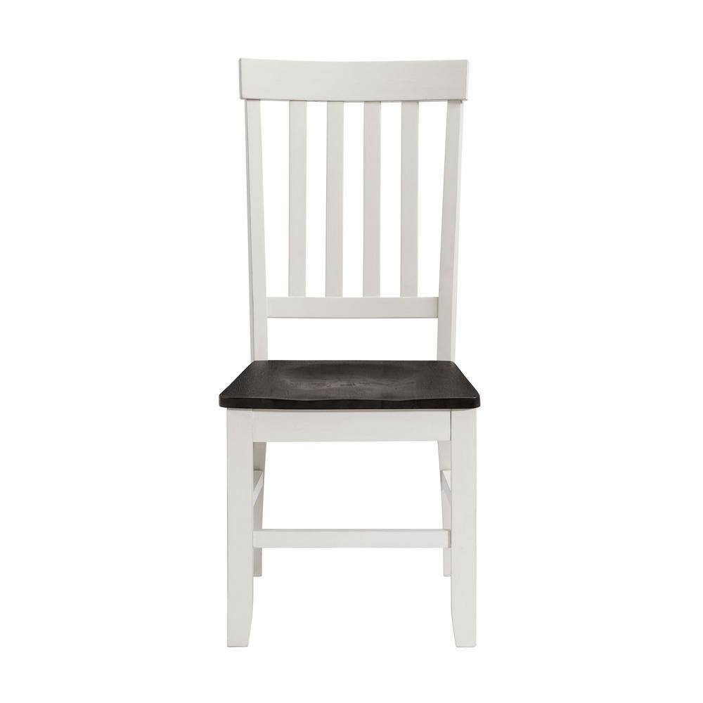 Gray and White Wooden Slat Back Side Chair