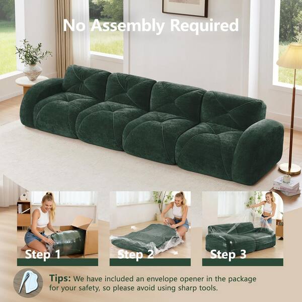 Homy Casa SAND 140.9 in. Oversize Modular Velvet 4-Seat Sectional
