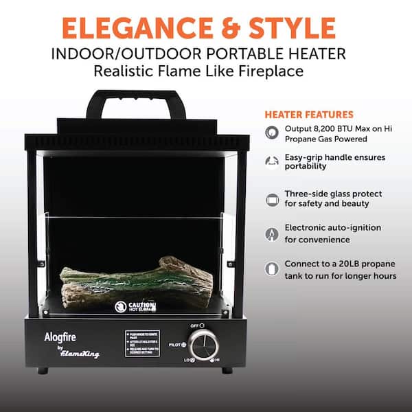 Flame King ALOGFIRE Propane Ambiance Log Fireplace Heater, Clean