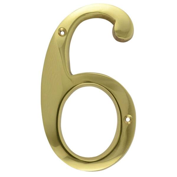 Copper Mountain Hardware 6 in. Polished Brass House Number 6