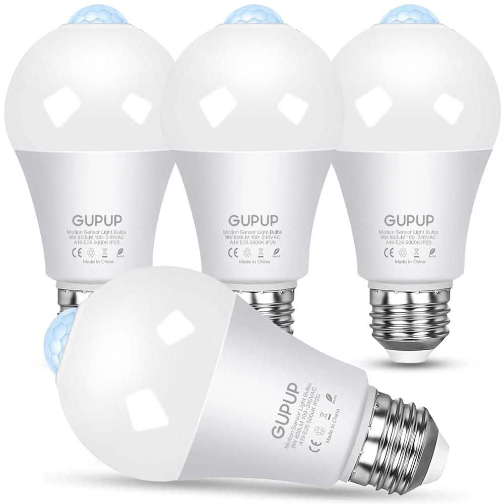 9W A19 Dusk to Dawn Motion Sensor LED Bulb,60-Watt Equivalent,800LM 5000K Daylight E26,Security Light (4-Pack) price history on PriceWatchPro