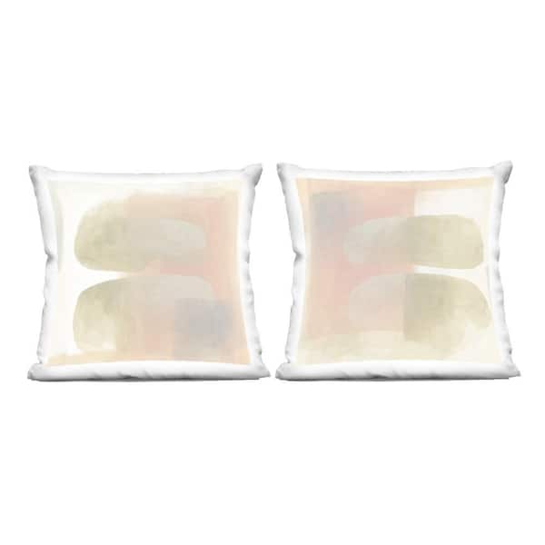 Stupell Industries Neutral Oblong Shapes Abstract Pink Print Polyester 18 in. X 18in. Throw Pillow, Set of 2