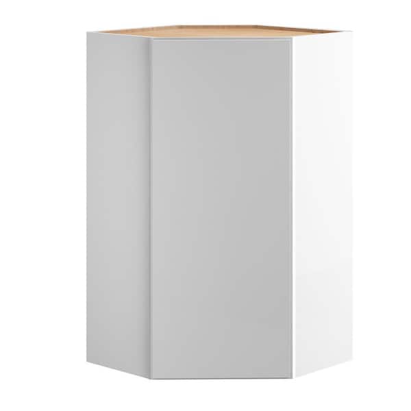 Hargrove 24 in. W x 12 in. D x 42 in. H Assembled Plywood Wall Corner Kitchen Cabinet in Vesper White with Soft Close