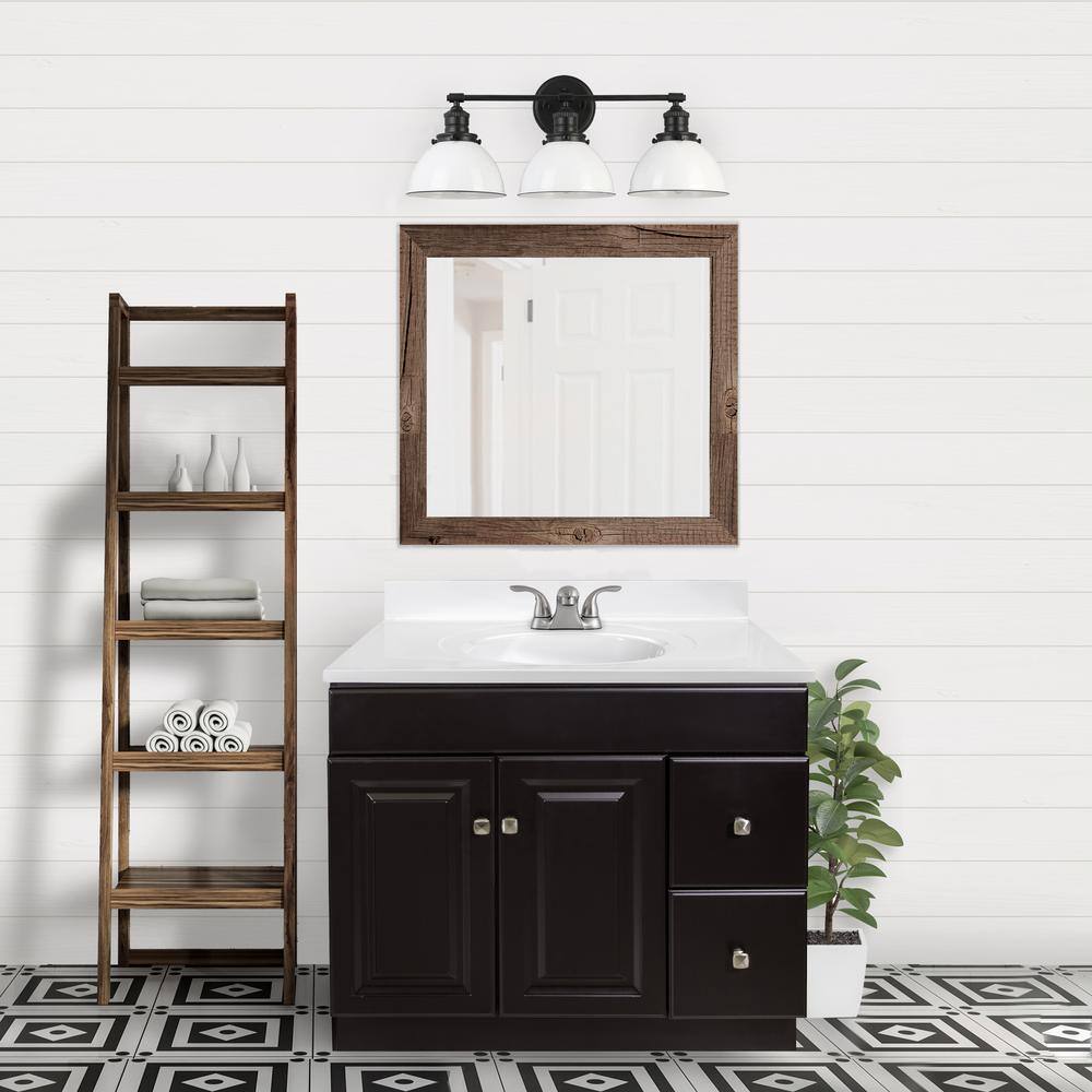 Wyndham 37-Inch Espresso Wood Vanity with White Marble Sink Top