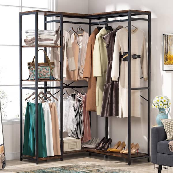 Hanging Closet Organizer 6 Shelf, Hanging Shelves for Closet with 3  Removable Drawers & Side Pockets, Hanging Shelf Organizer for Bedroom or  Garment Rack, 12'' x 12'' x 43.3'', Dark Gray
