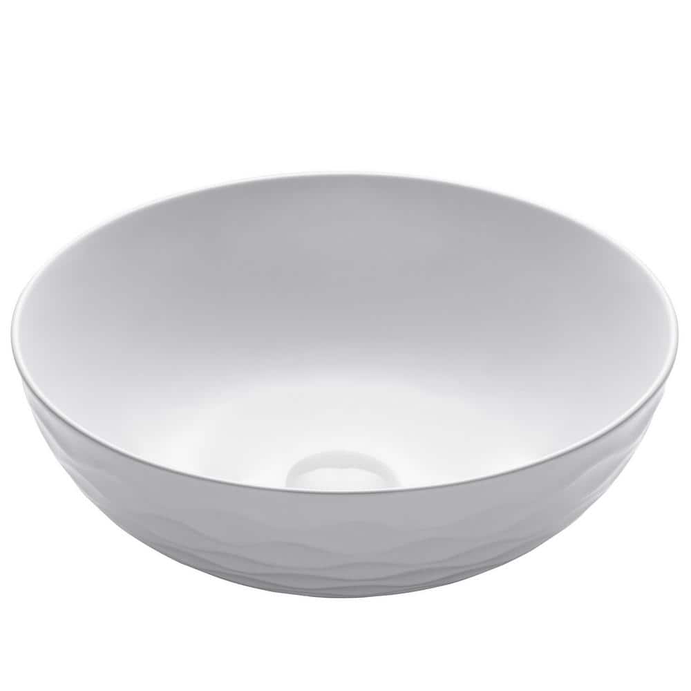Viva Round White Ceramic Vessel Bathroom Sink, 16 1/2 in.