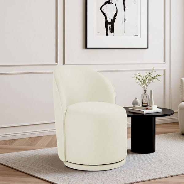 Beige Linen Swivel Accent Barrel Chair (Set of 1)