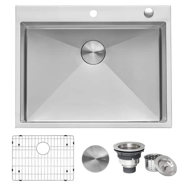 Ruvati 28 in. Drop-In Tight Radius Topmount 16-Gauge Stainless Steel Kitchen Sink Single Bowl