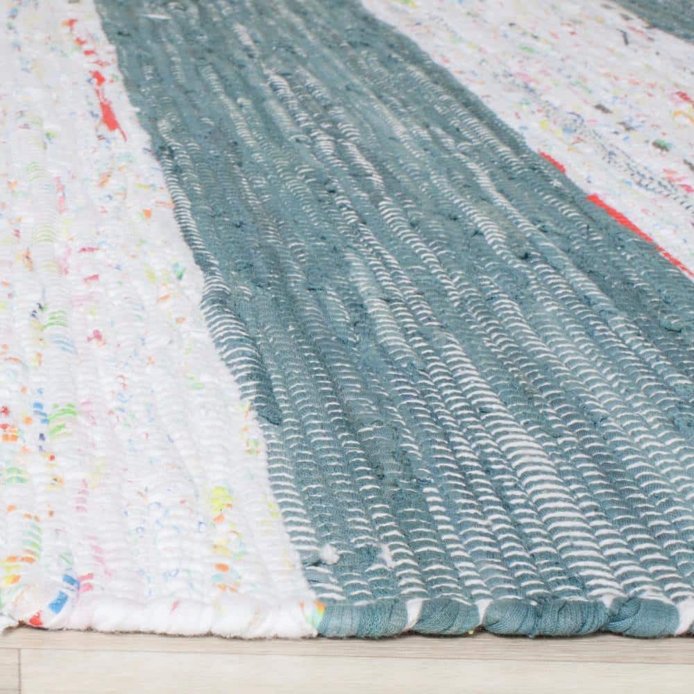 Ivory and Charcoal Striped Wool and Cotton 5' x 7' Area Rug