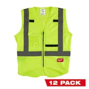 Small/Medium Yellow Class 2 High Visibility Safety Vest with 10 Pockets (12-Pack)