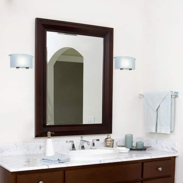 Moderne 14.25 in. 1-Light Chrome Contemporary Wall Sconce with Frosted Glass Shade, T3 Bulb Included