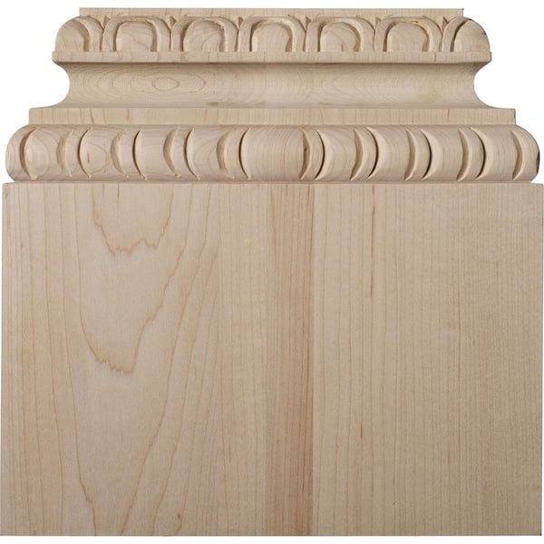 Ekena Millwork 9-1/4 in. BW x 6-1/2 in. Top Width x 3-1/4 in. D x 9 in. H, Chesterfield Base Plinth, Lindenwood (2-Pack)