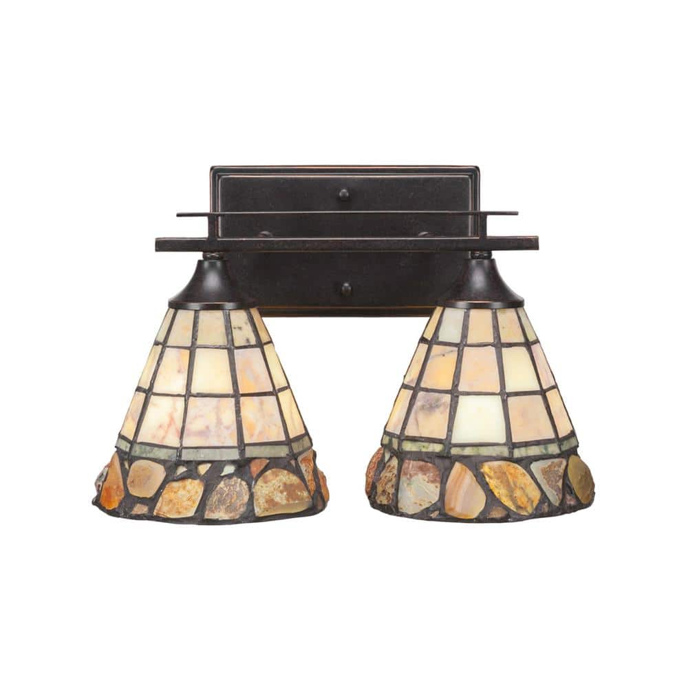 Ontario 13.5 in. 2-Light Dark Granite Vanity Light