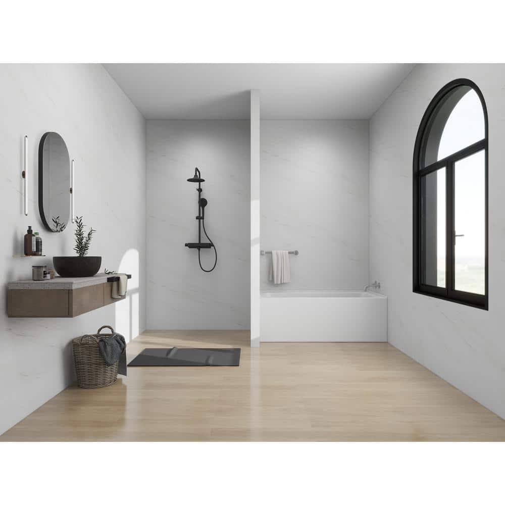 Pure White Acrylic Alcove Skirt Soaking Bathtub with Right Drain